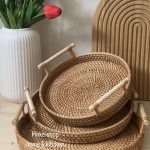 سینی راتان دسته چوبی