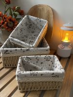 سبد حصیری پارچه دار