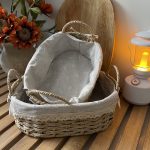 سبد حصیر پارچه دار بیضی