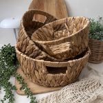 سبد حصیر گرد دسته دار