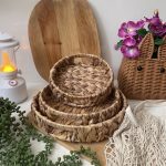 سبد حصیری گرد دسته دار